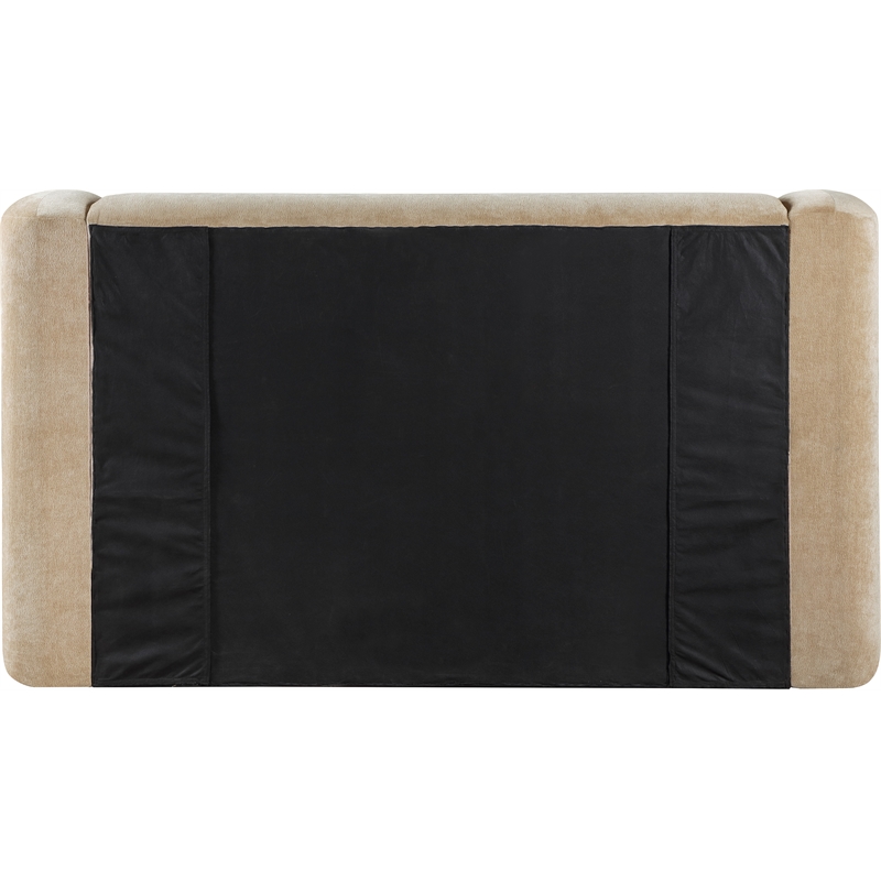 Bowery Hill Contemporary Beige Chenille Fabric Upholstered Queen Bed
