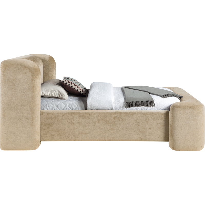 Bowery Hill Contemporary Beige Chenille Fabric Upholstered Twin Bed