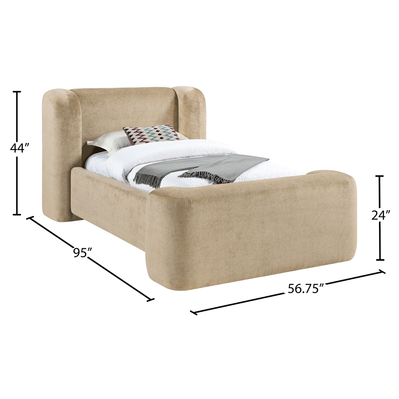 Bowery Hill Contemporary Beige Chenille Fabric Upholstered Twin Bed