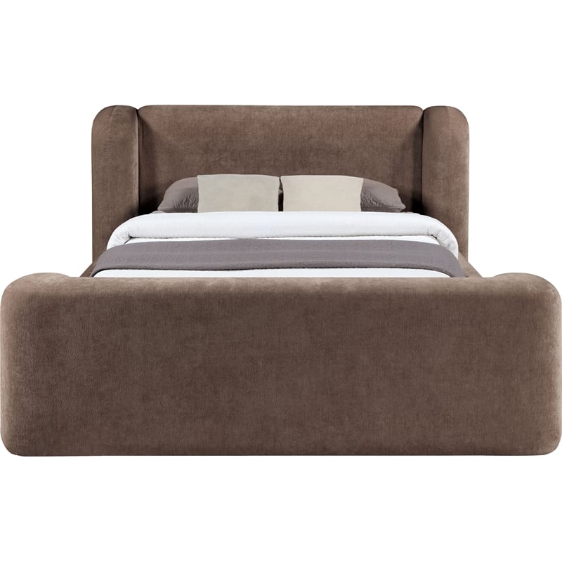 Bowery Hill Contemporary Brown Chenille Fabric Upholstered King Bed