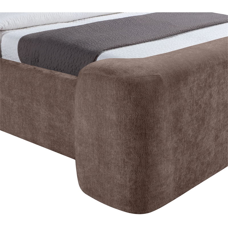 Bowery Hill Contemporary Brown Chenille Fabric Upholstered Queen Bed