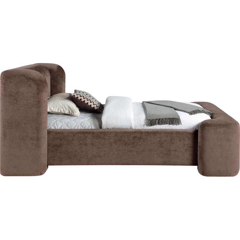 Bowery Hill Contemporary Brown Chenille Fabric Upholstered Twin Bed