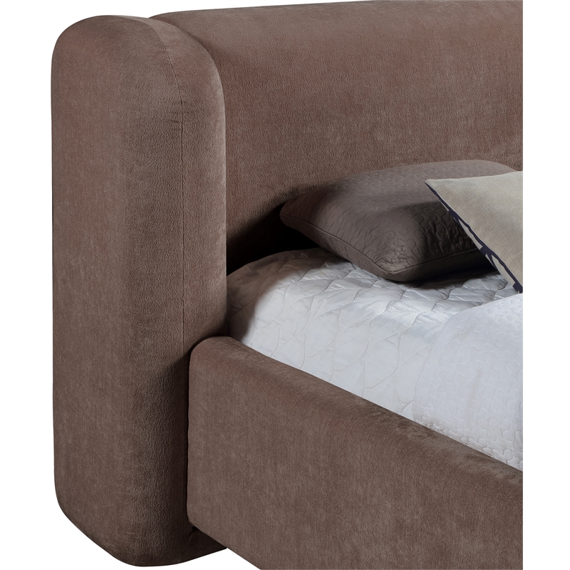 Bowery Hill Contemporary Brown Chenille Fabric Upholstered Twin Bed