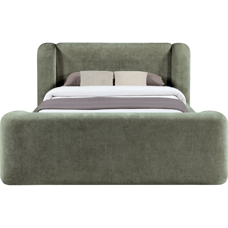 Bowery Hill Contemporary Green Chenille Fabric Upholstered Full Bed