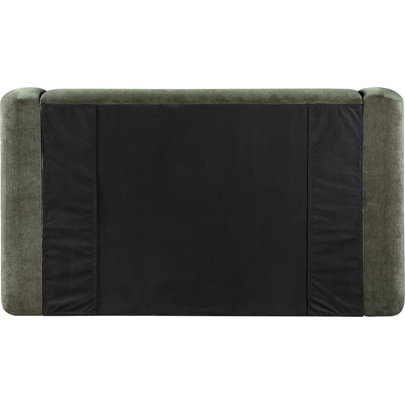 Bowery Hill Contemporary Green Chenille Fabric Upholstered Full Bed