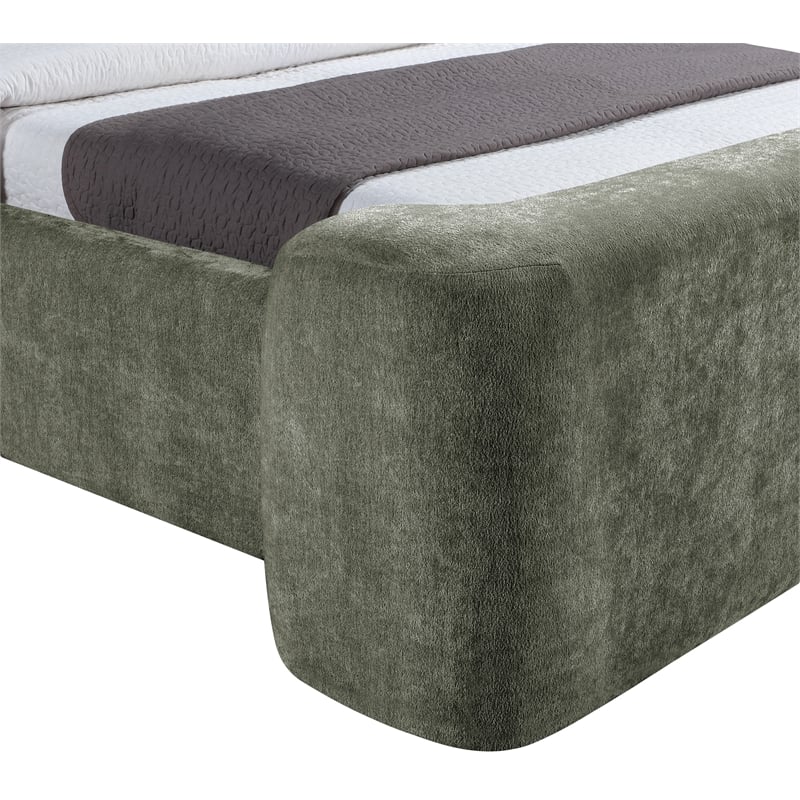 Bowery Hill Contemporary Green Chenille Fabric Upholstered Full Bed
