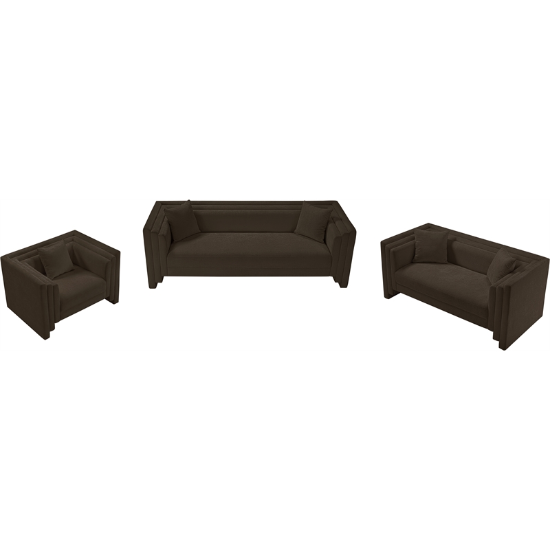 Bowery Hill Contemporary Brown Chenille Fabric Upholstered Sofa