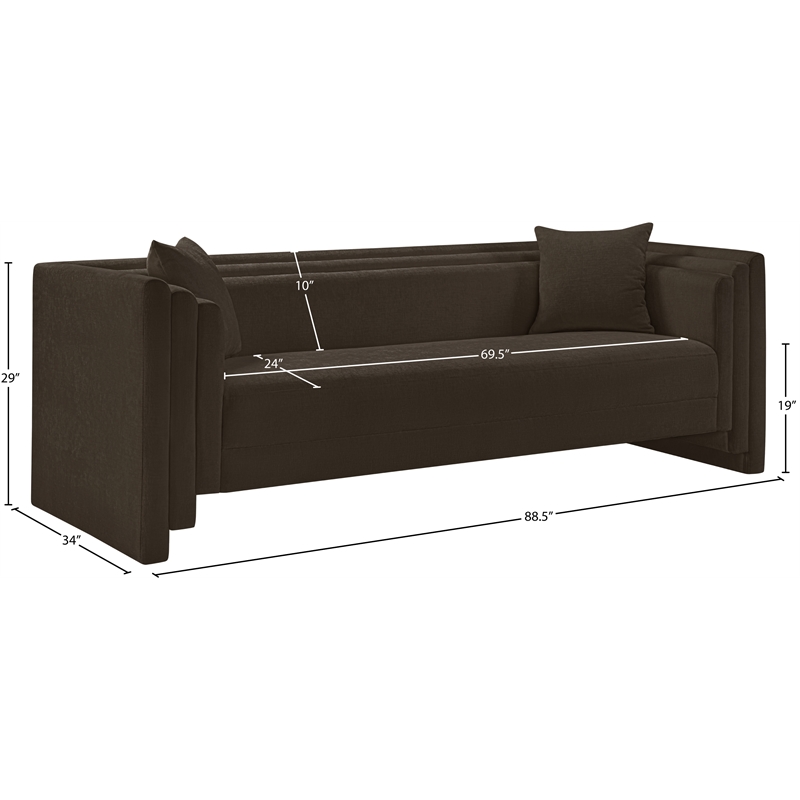 Bowery Hill Contemporary Brown Chenille Fabric Upholstered Sofa