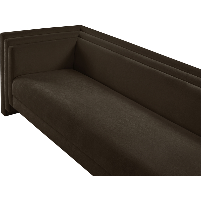 Bowery Hill Contemporary Brown Chenille Fabric Upholstered Sofa