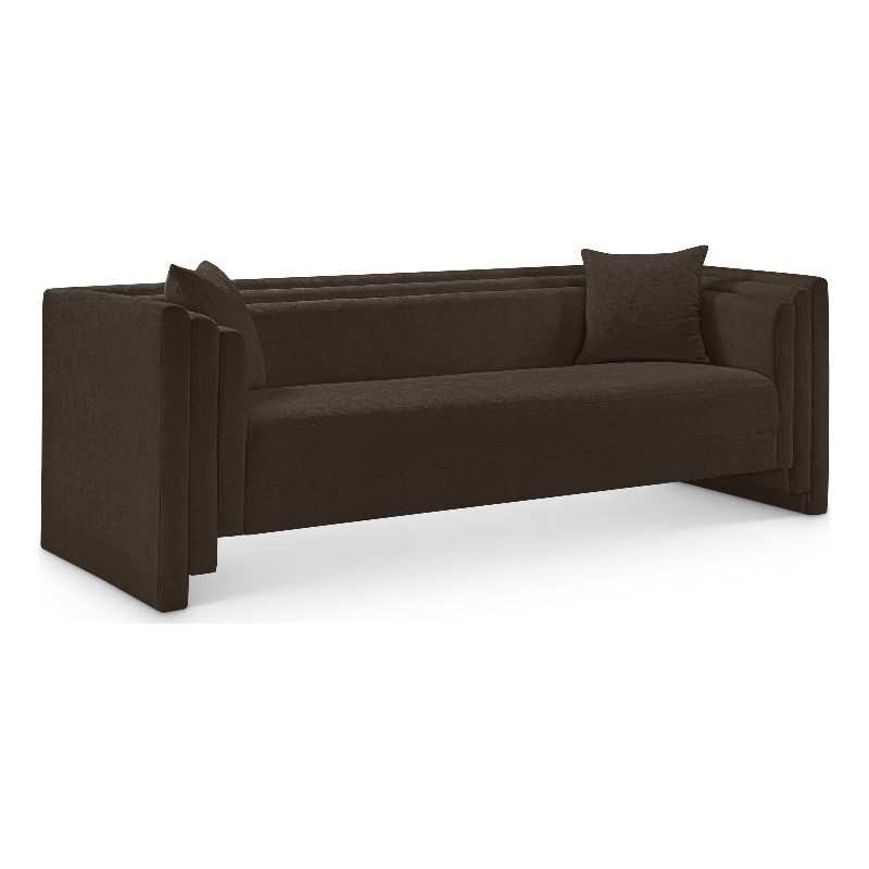 Bowery Hill Contemporary Brown Chenille Fabric Upholstered Sofa