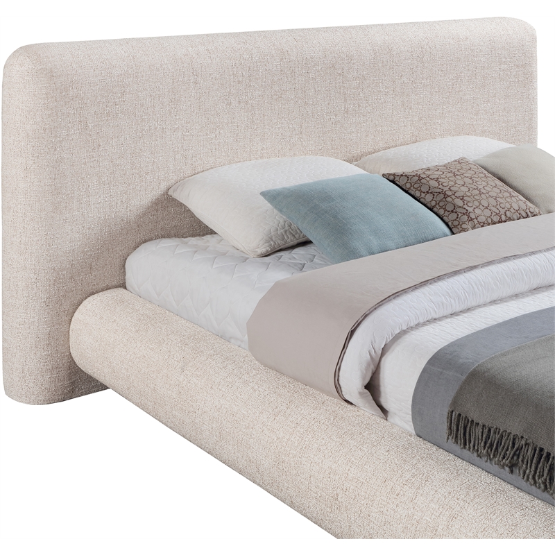 Bowery Hill Contemporary Rich Beige Fabric Upholstered Full Bed