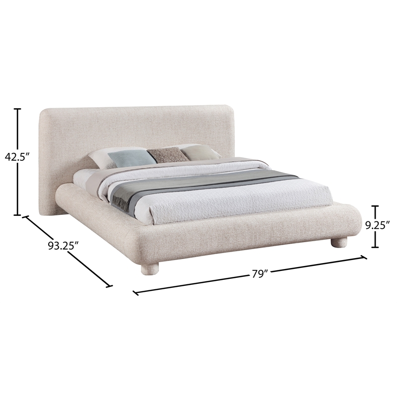 Bowery Hill Contemporary Rich Beige Fabric Upholstered Full Bed