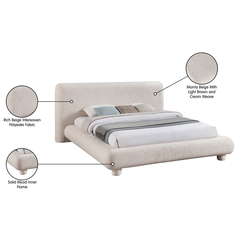 Bowery Hill Contemporary Rich Beige Fabric Upholstered Full Bed