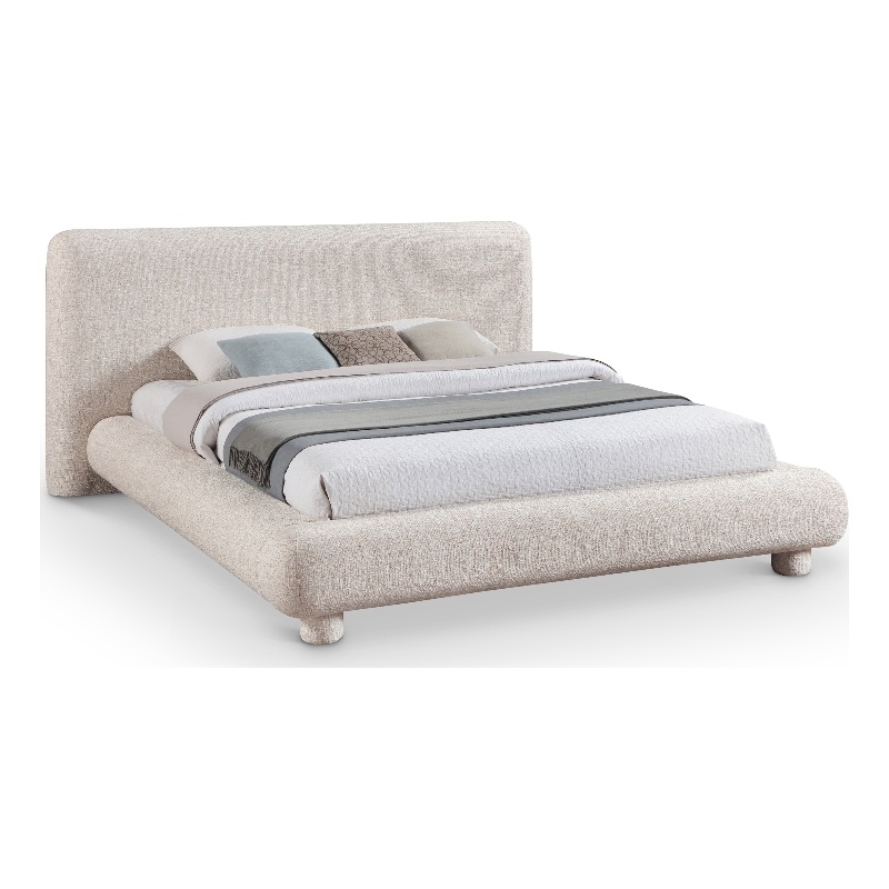 Bowery Hill Contemporary Rich Beige Fabric Upholstered Full Bed