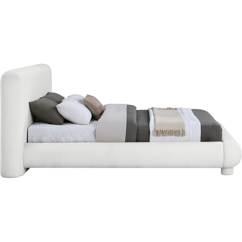 Bowery Hill Contemporary Rich Cream Fabric Upholstered King Bed