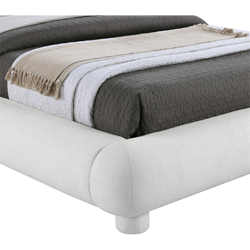 Bowery Hill Contemporary Rich Cream Fabric Upholstered King Bed