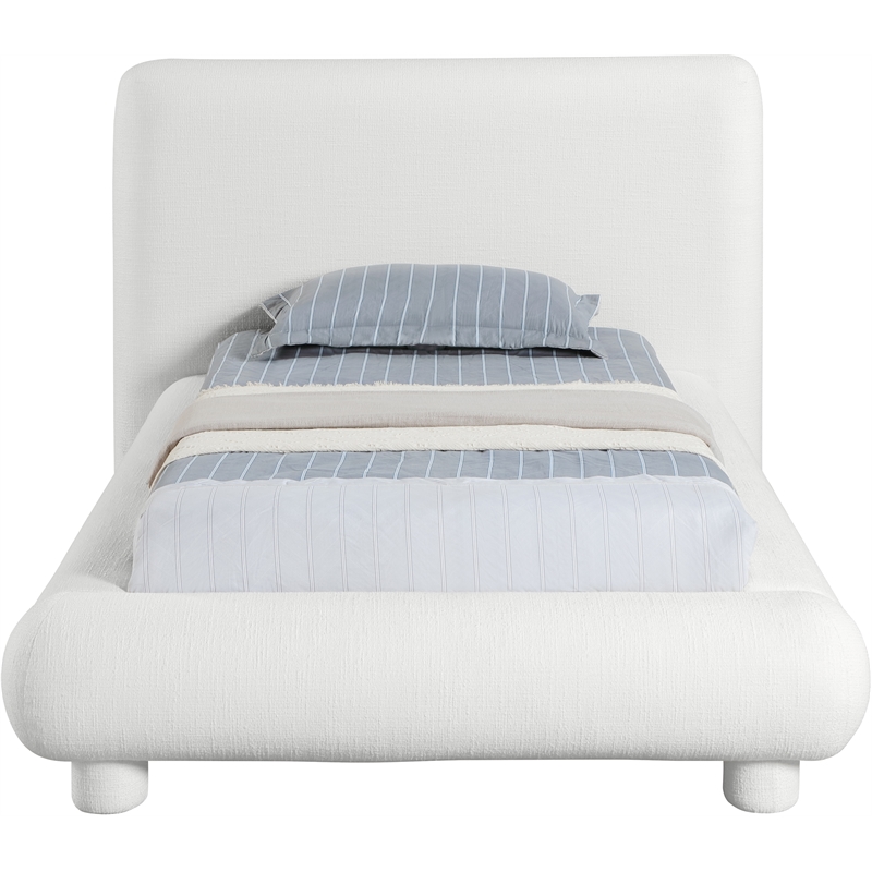 Bowery Hill Contemporary Rich Cream Fabric Upholstered Twin Bed