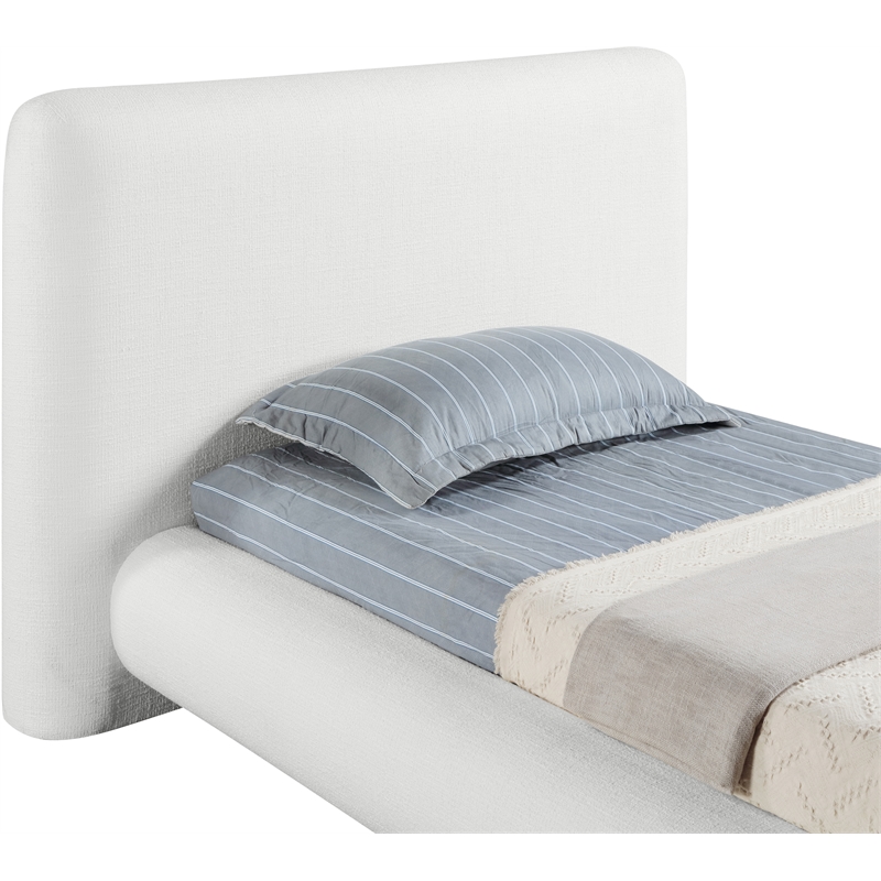 Bowery Hill Contemporary Rich Cream Fabric Upholstered Twin Bed