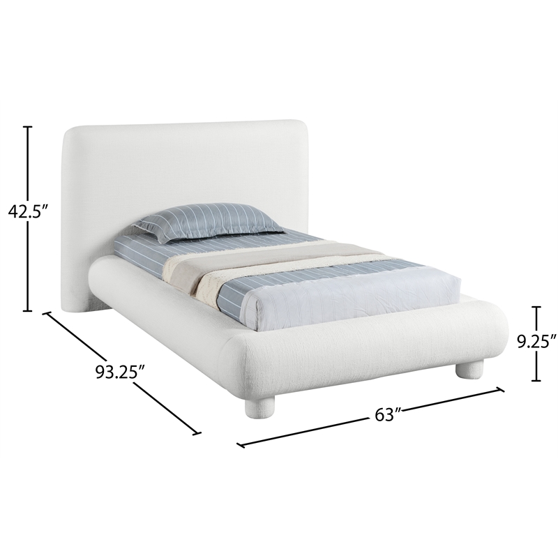 Bowery Hill Contemporary Rich Cream Fabric Upholstered Twin Bed
