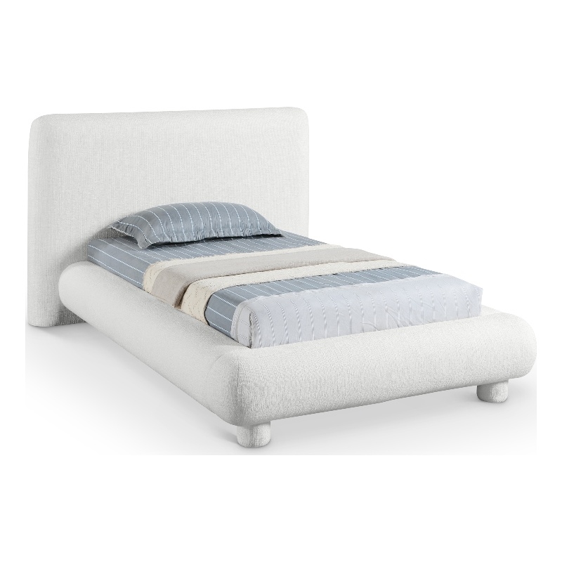Bowery Hill Contemporary Rich Cream Fabric Upholstered Twin Bed