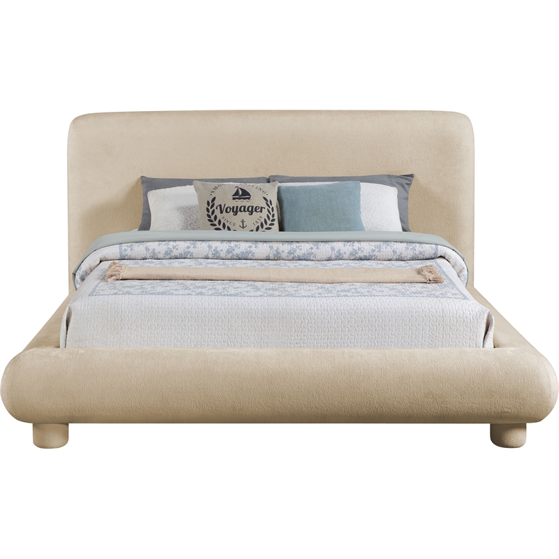 Bowery Hill Contemporary Beige Chenille Fabric Upholstered Full Bed