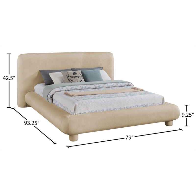 Bowery Hill Contemporary Beige Chenille Fabric Upholstered Full Bed