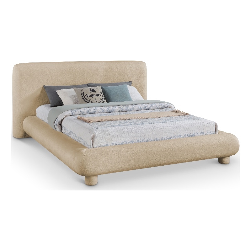 Bowery Hill Contemporary Beige Chenille Fabric Upholstered King Bed