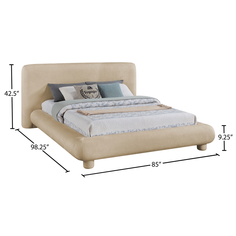 Bowery Hill Contemporary Beige Chenille Fabric Upholstered Queen Bed