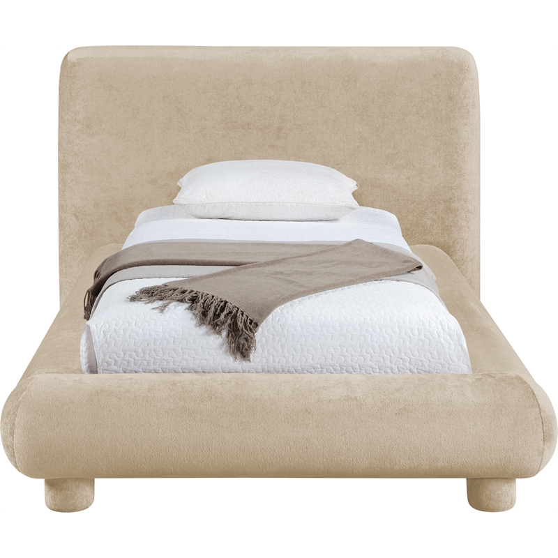Bowery Hill Contemporary Beige Chenille Fabric Upholstered Twin Bed