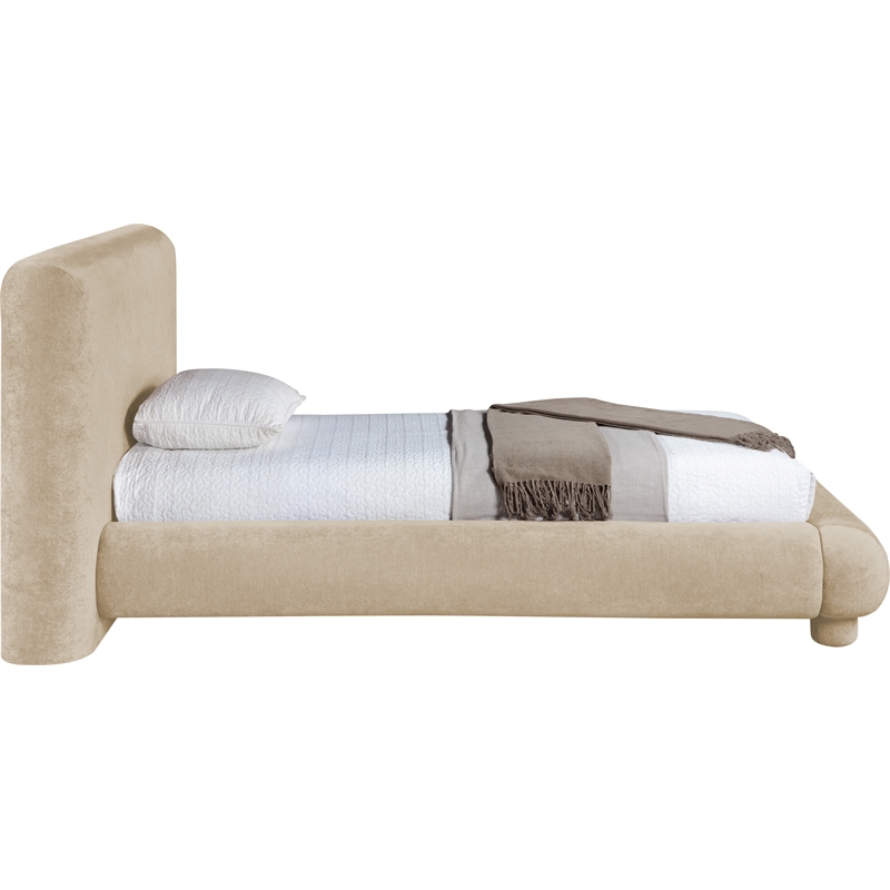Bowery Hill Contemporary Beige Chenille Fabric Upholstered Twin Bed