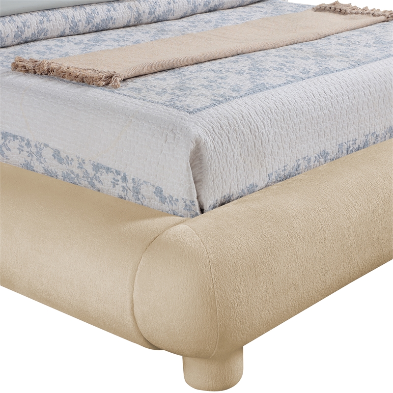 Bowery Hill Contemporary Beige Chenille Fabric Upholstered Twin Bed