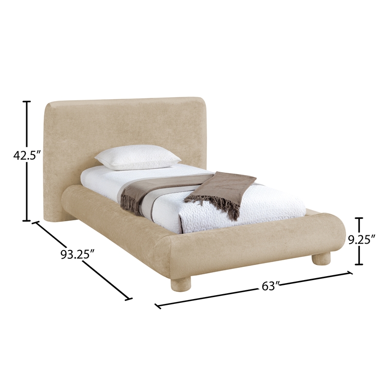 Bowery Hill Contemporary Beige Chenille Fabric Upholstered Twin Bed