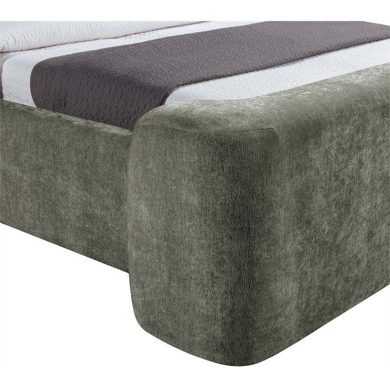 Bowery Hill Contemporary Green Chenille Fabric Upholstered Twin Bed