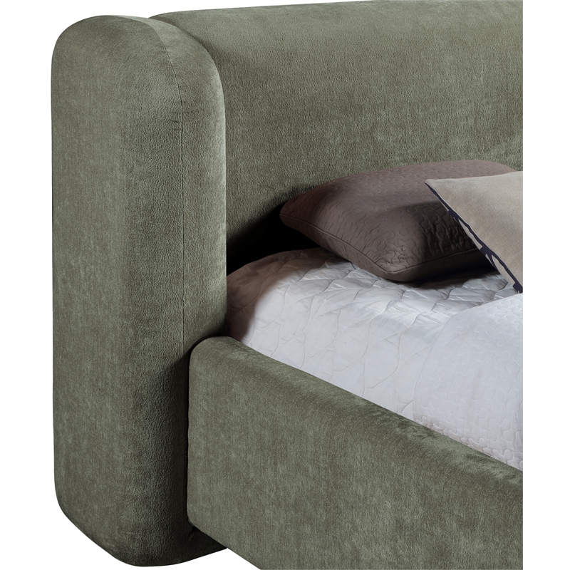 Bowery Hill Contemporary Green Chenille Fabric Upholstered Twin Bed