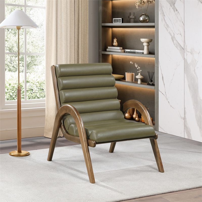 Bowery Hill Contemporary Rich Olive Vegan Leather Accent Chair