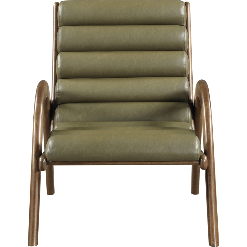 Bowery Hill Contemporary Rich Olive Vegan Leather Accent Chair
