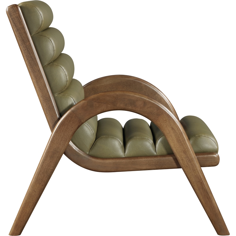 Bowery Hill Contemporary Rich Olive Vegan Leather Accent Chair