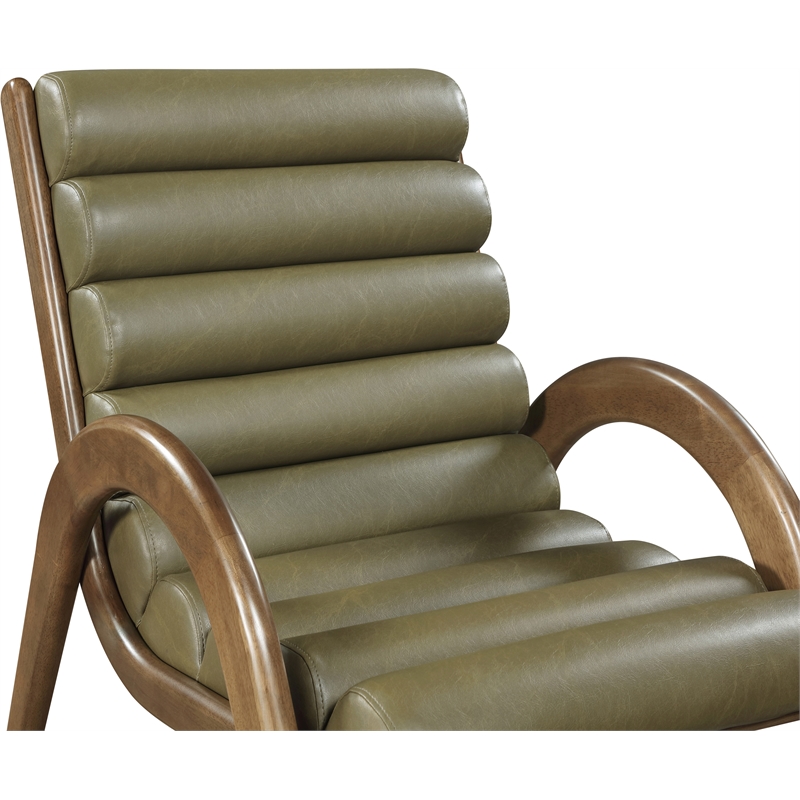 Bowery Hill Contemporary Rich Olive Vegan Leather Accent Chair