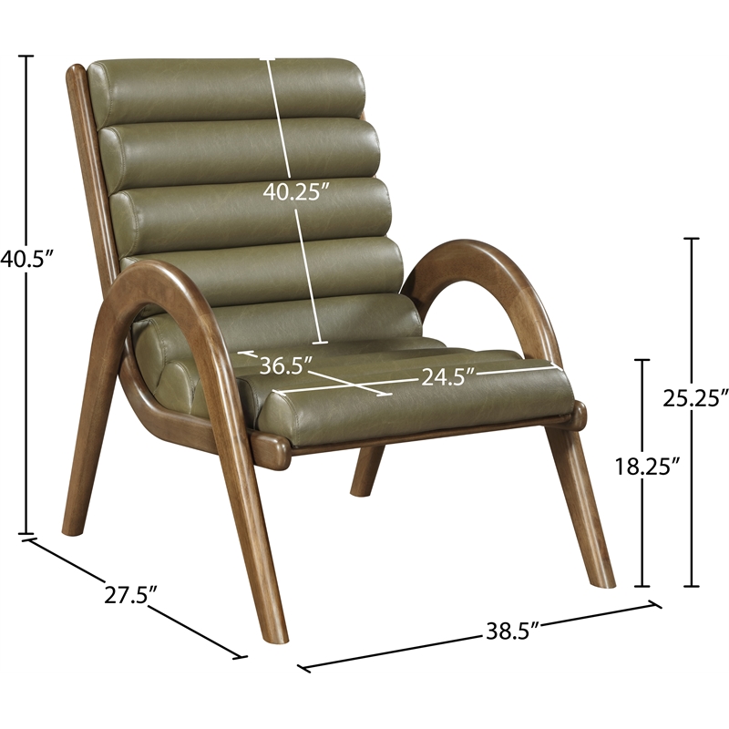 Bowery Hill Contemporary Rich Olive Vegan Leather Accent Chair