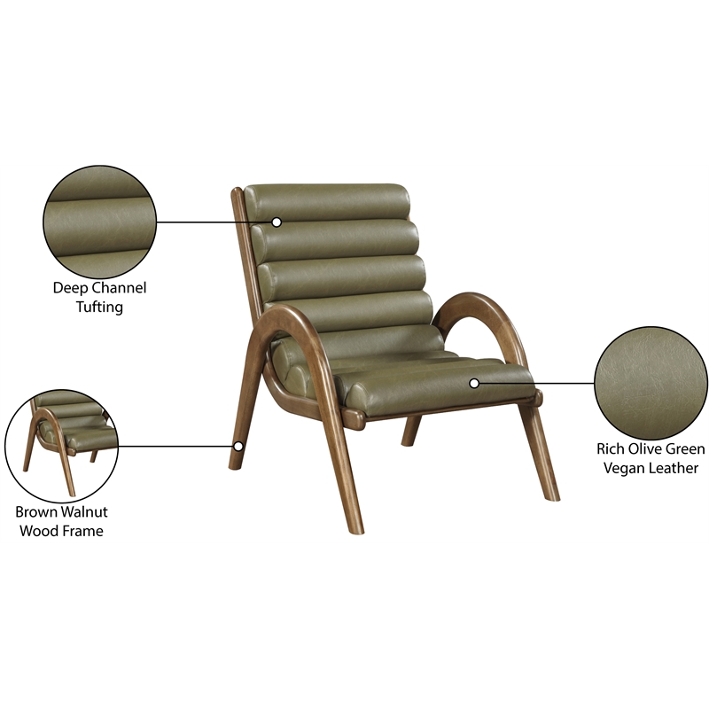 Bowery Hill Contemporary Rich Olive Vegan Leather Accent Chair
