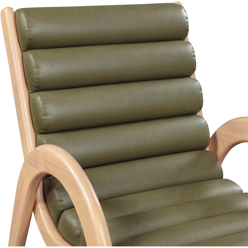 Bowery Hill Contemporary Rich Olive Vegan Leather Accent Chair