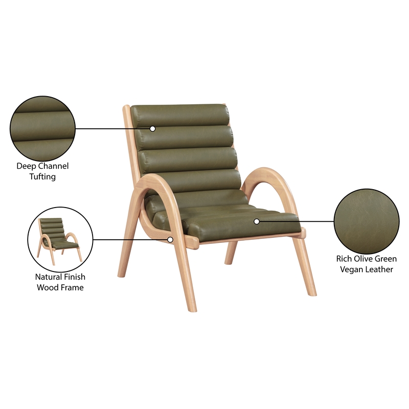 Bowery Hill Contemporary Rich Olive Vegan Leather Accent Chair