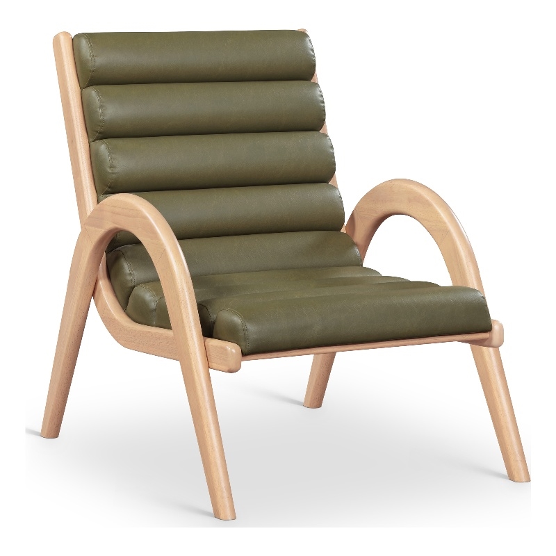 Bowery Hill Contemporary Rich Olive Vegan Leather Accent Chair