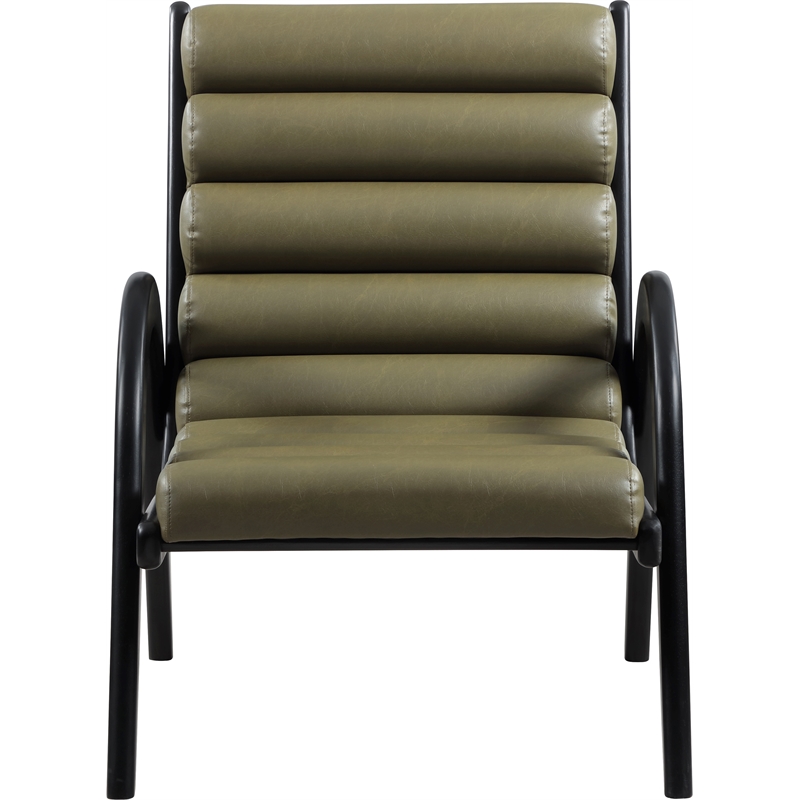 Bowery Hill Contemporary Rich Olive Vegan Leather Accent Chair