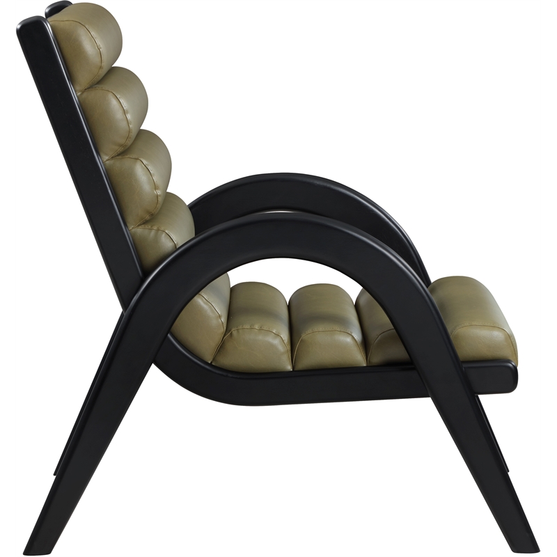 Bowery Hill Contemporary Rich Olive Vegan Leather Accent Chair