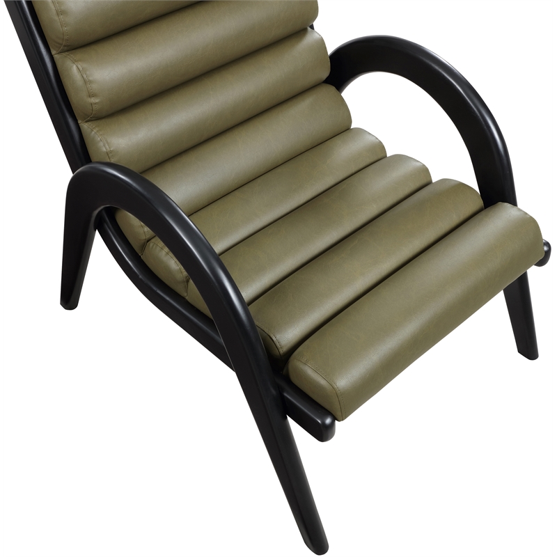 Bowery Hill Contemporary Rich Olive Vegan Leather Accent Chair