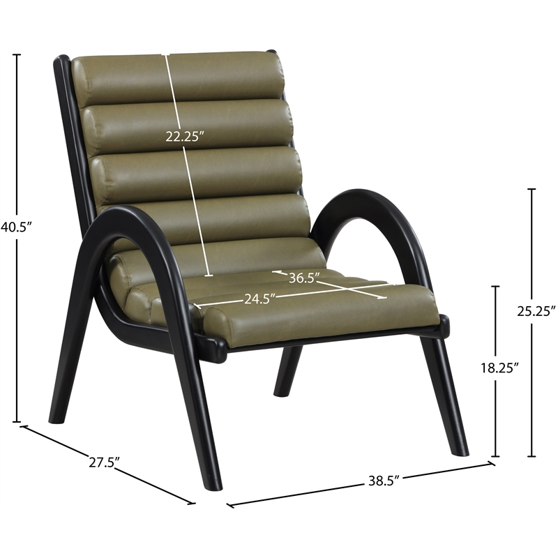 Bowery Hill Contemporary Rich Olive Vegan Leather Accent Chair