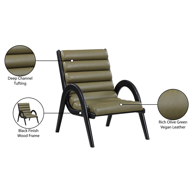 Bowery Hill Contemporary Rich Olive Vegan Leather Accent Chair