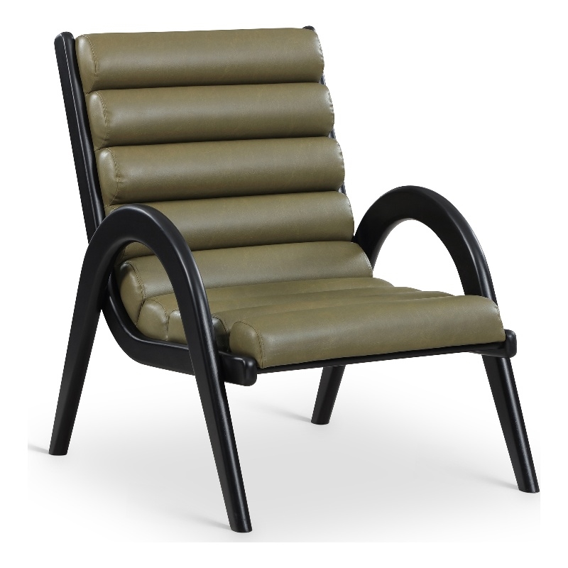 Bowery Hill Contemporary Rich Olive Vegan Leather Accent Chair
