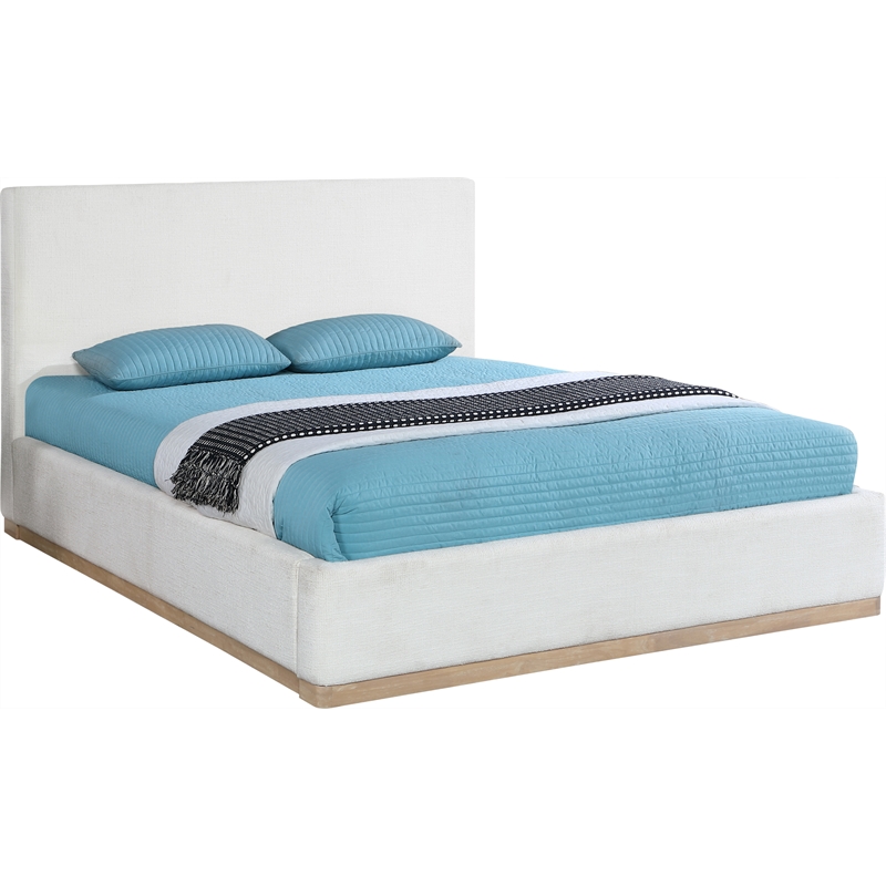 Bowery Hill Contemporary Cream Linen Textured Fabric Full Bed